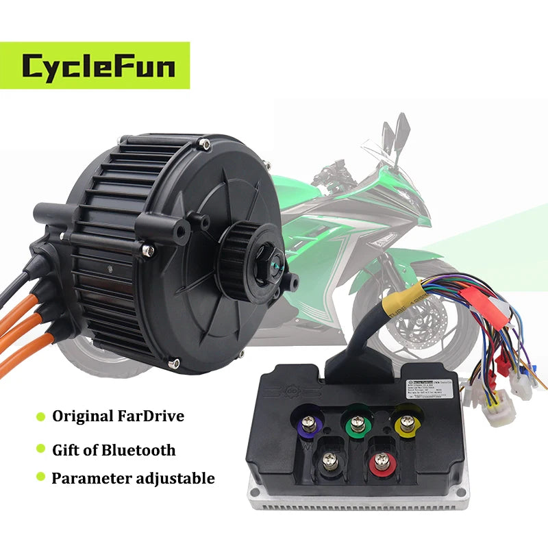 QS165 5KW Peak 10KW 6500RPM 48V-96V QS Mid-Drive Motor With ND72680 BLDC Sine Wave Controller For Electric Motorcycles Scooter