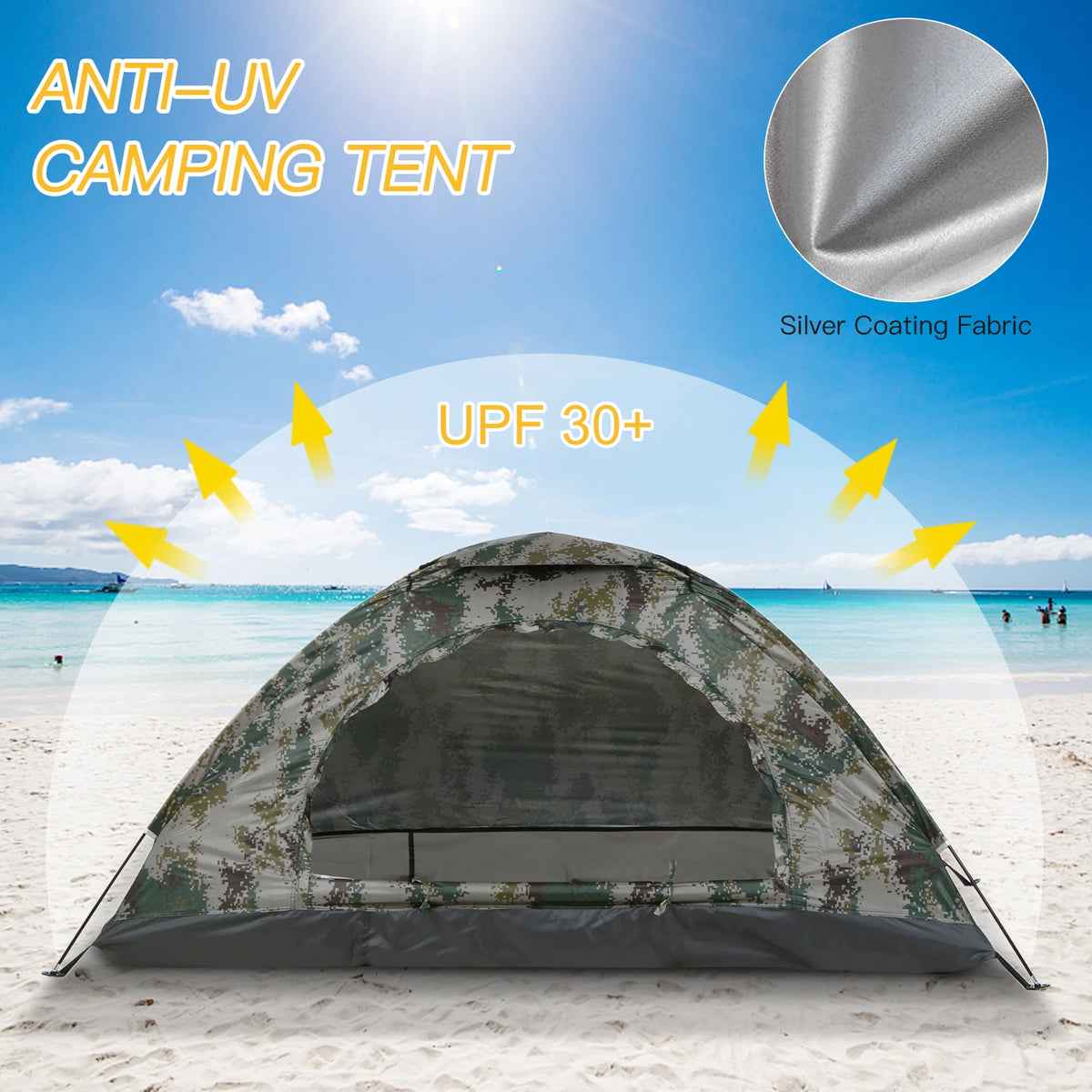 Ultralight Camping Tent Single Layer Portable Hiking Tent Anti-UV Coating UPF 30+ for Outdoor Beach Fishing Traveling Supplies