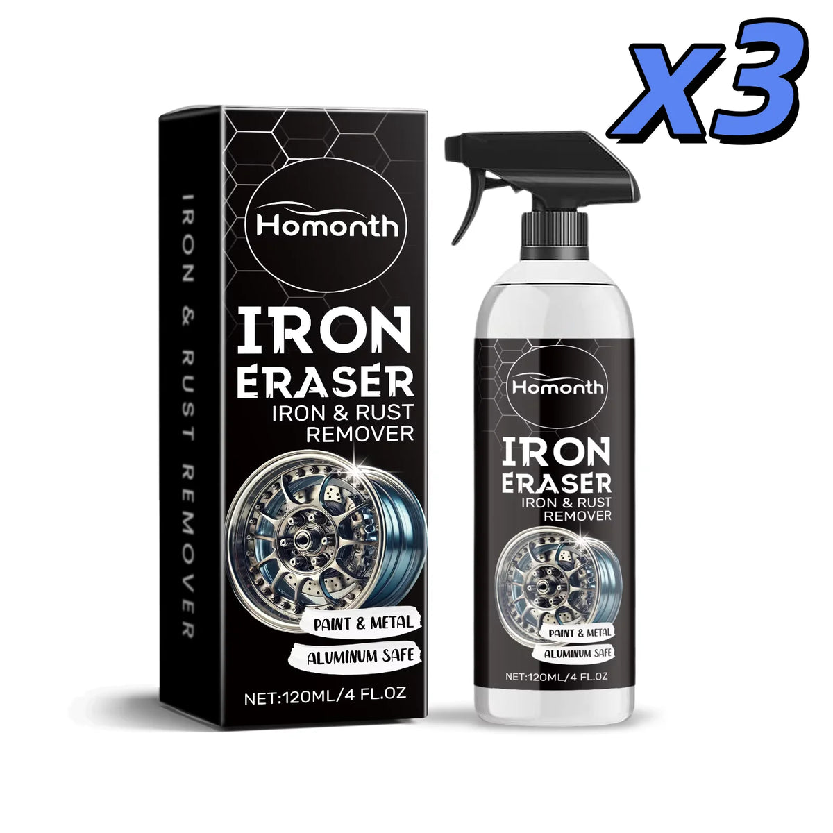 Car Rust Remover Spray Fast Acting Clean Alloy Rim Tire Stains Remove Rust Dirt Restore Original Shine Car Detail Polish Cleaner