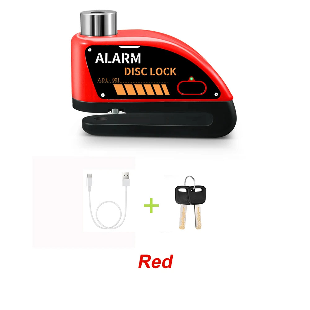 Anchtek Motorcycle Rechargeable Disc Lock Alarm 120db Bicycle Anti-theft Padlock Security Protection Bike Motorbike Accessories