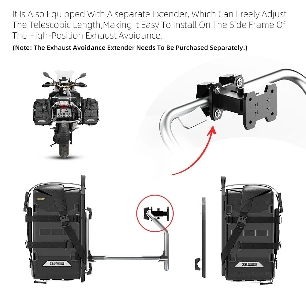 Rhinowalk Motorcycle Side Bag 20/35L Quick-Release Motorcycle Saddle Bag With Anti-Theft Lock Waterproof Inner Bag For BMW