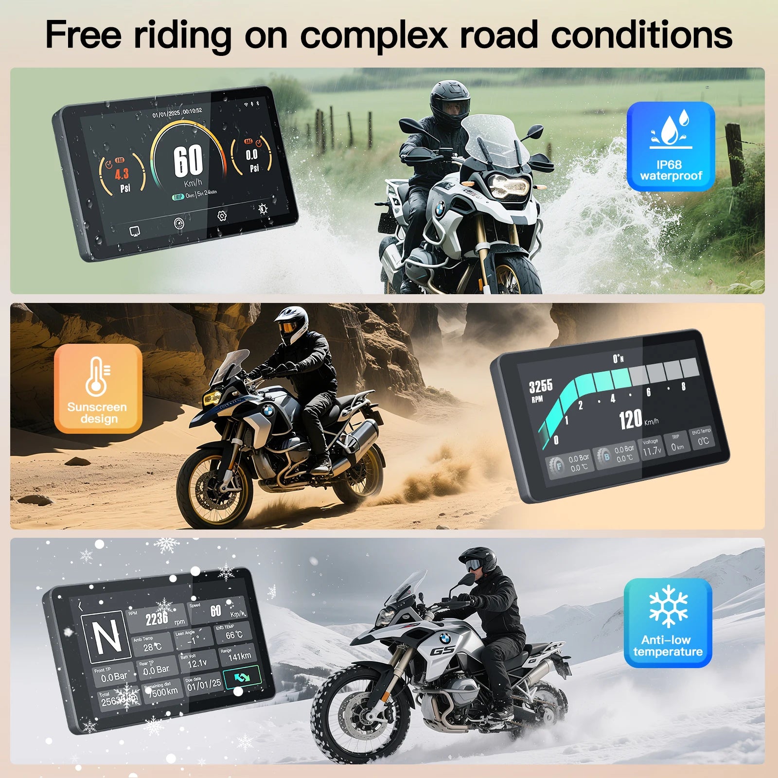For BMW motorcycle R1200GS R1250GS R1300GS ADV R1000 XR S1000 wireless carplay Android auto GPS navigation screen accessories