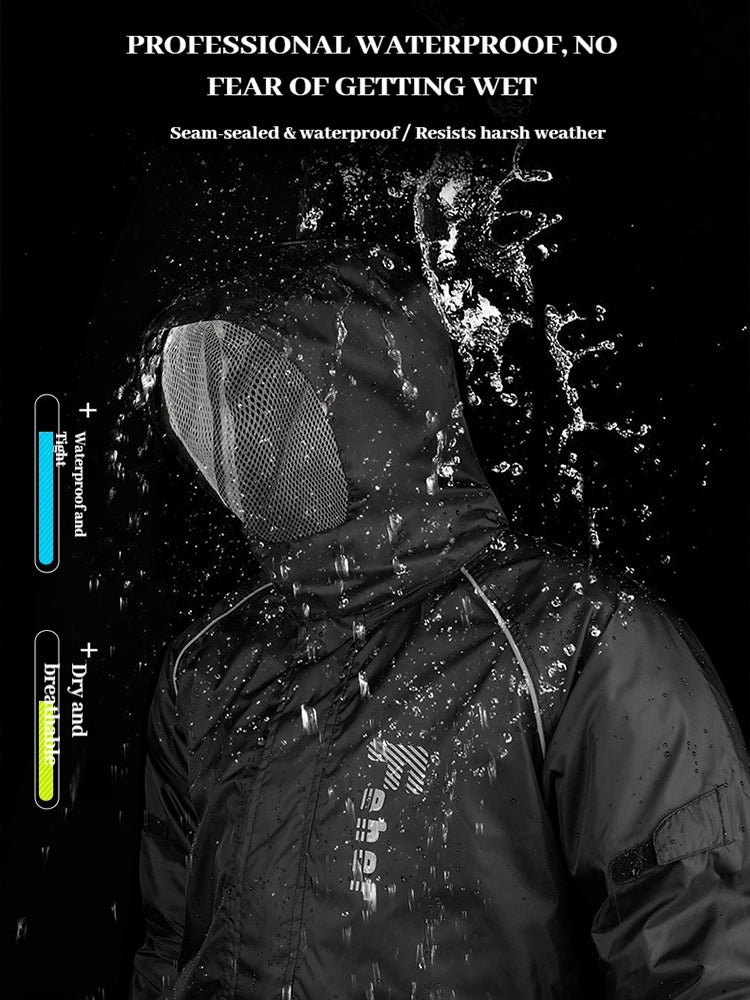 FEHER Motorcycle Rain Suit Waterproof Breathable Packable Lightweight Motorbike Raincoat Suit Heavy Duty Stormproof Touring Gear