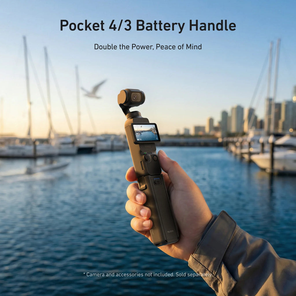 TELESIN 5000Mha Battery Handle for DJI OSMO Pocket 4 3 Camera Hand Grip Holder Mount Powerbank Wireless Charging For Pocket 4 3