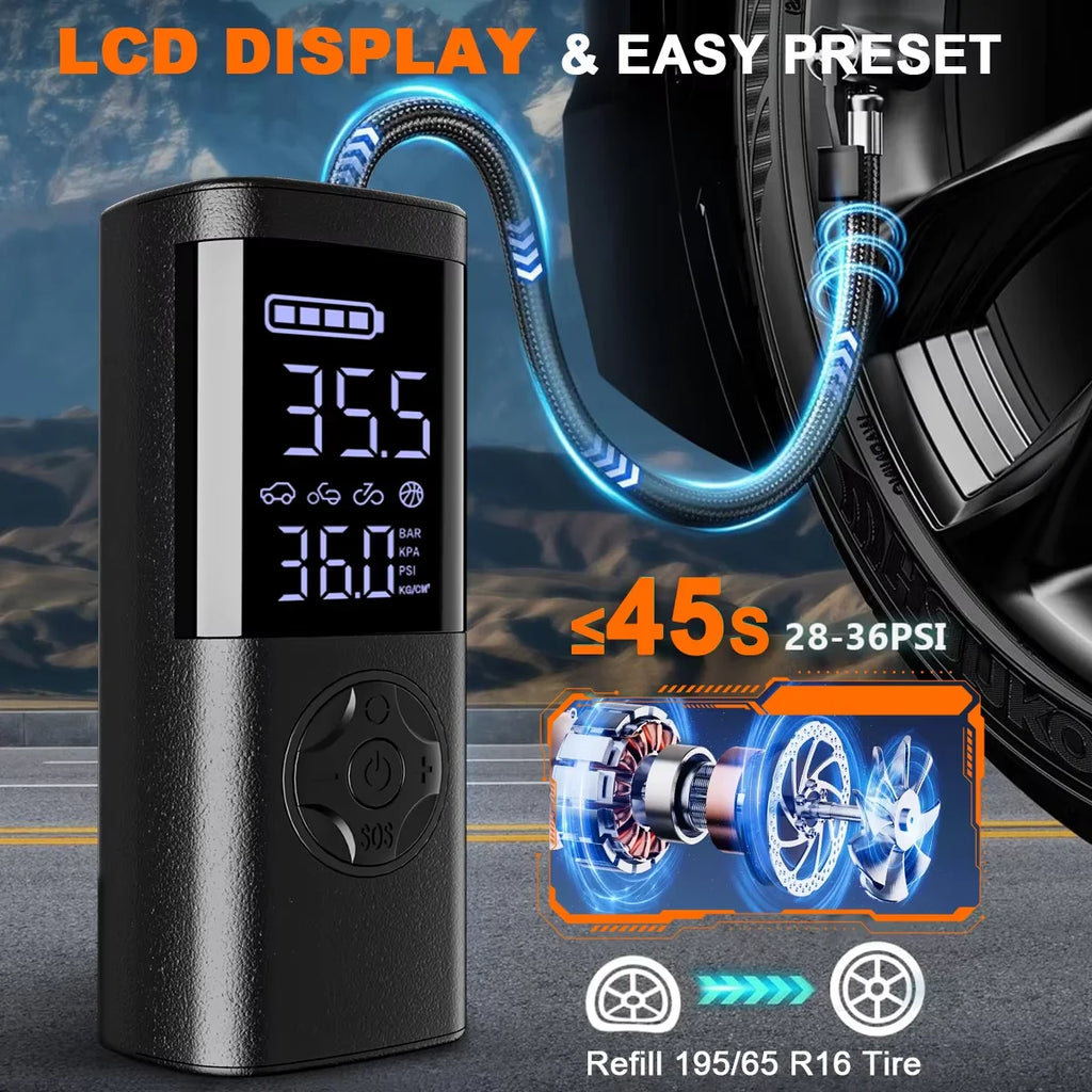150PSI Wireless Car Tire Inflator Car Air Compressor Electric Tire Inflator Pump For Bicycle Motorcy Automotor Ball Inflator