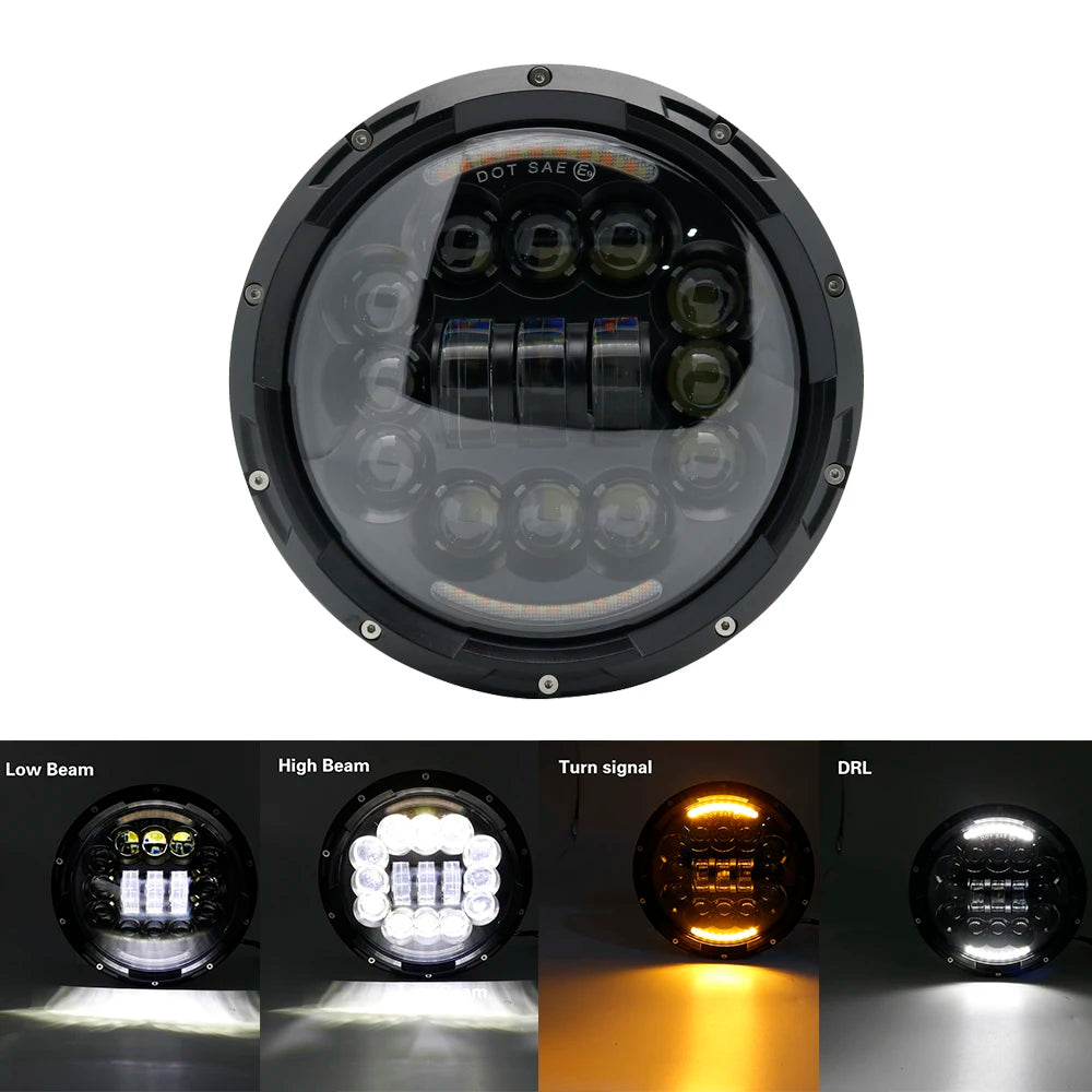 7 Inch Led Auto Headlight Motorcycle LED Headlight DRL Angel Eyes for Harley Honda Yamaha Jeep Lada Niva Urban Car H4 Headlamp