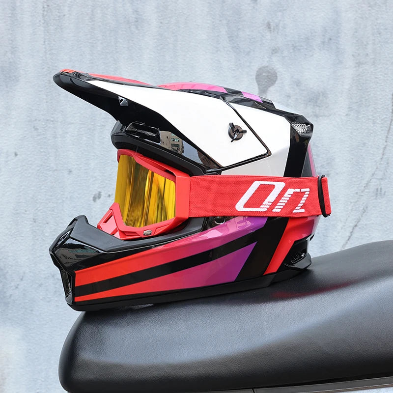 ORZ-903-Unisex All Weather Motocross Helmet with Goggles, Reinforced ABS DOT Standard Ventilated Off Road Safety Helmet