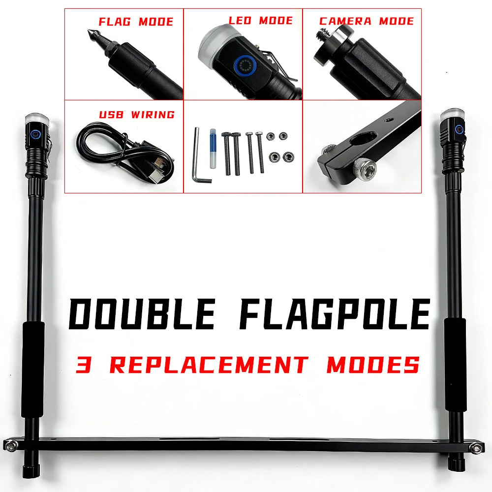 Thickened Aluminum Alloy Telescopic Flagpole for Motorcycle Travel Car Riding - Lengthened Durable Equipment