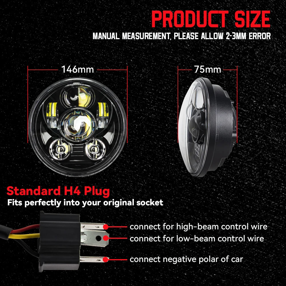 New Style 5.75 Inch LED Headlight 5 3/4" led DRL Waterproof Motorbike Headlights For Dyna Softail Sportster 883 XL883 FXCW