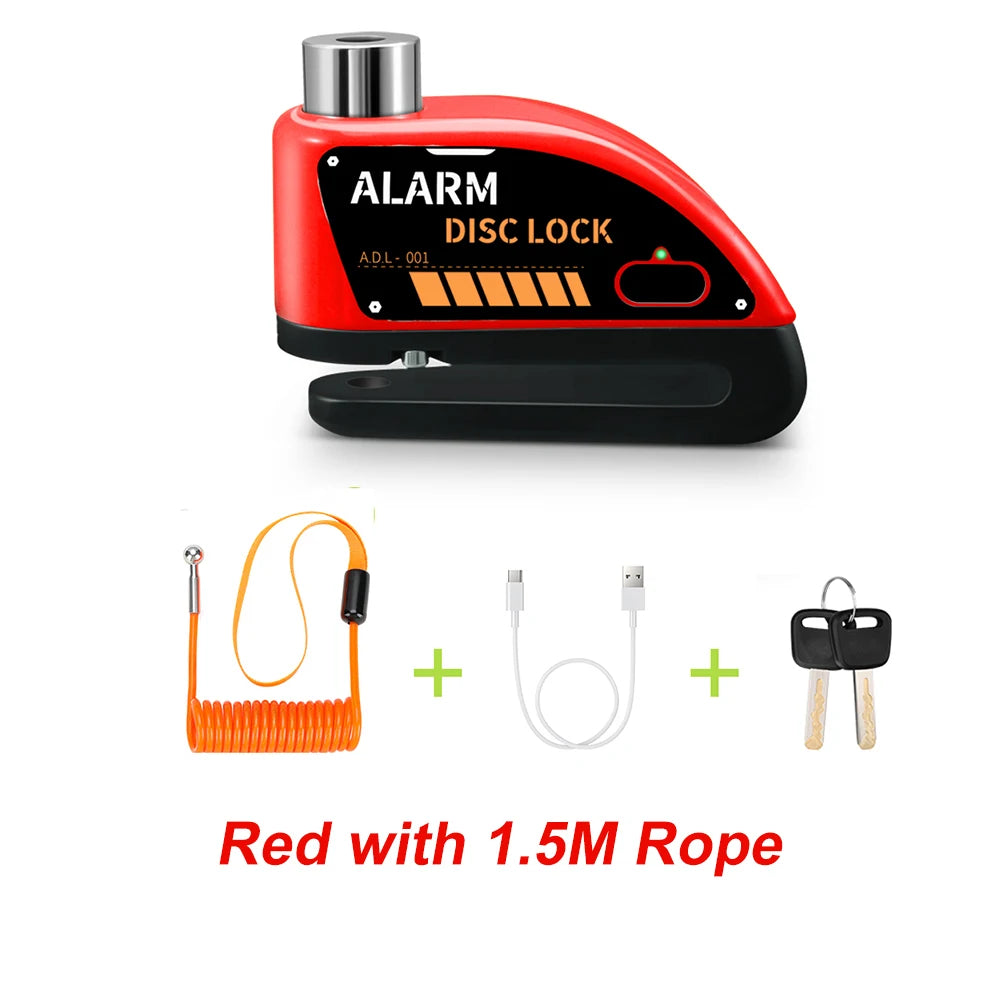 Anchtek Motorcycle Rechargeable Disc Lock Alarm 120db Bicycle Anti-theft Padlock Security Protection Bike Motorbike Accessories