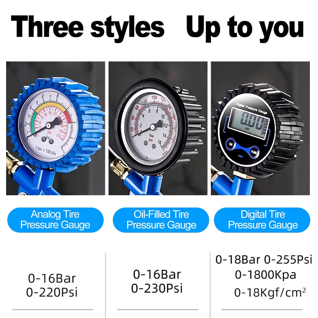 Inflator Hose With Tyre Tester Gauge Motorcycle TPMS Tire Pressure Monitor System Test Diagnostic Tool Car Accessories Universal