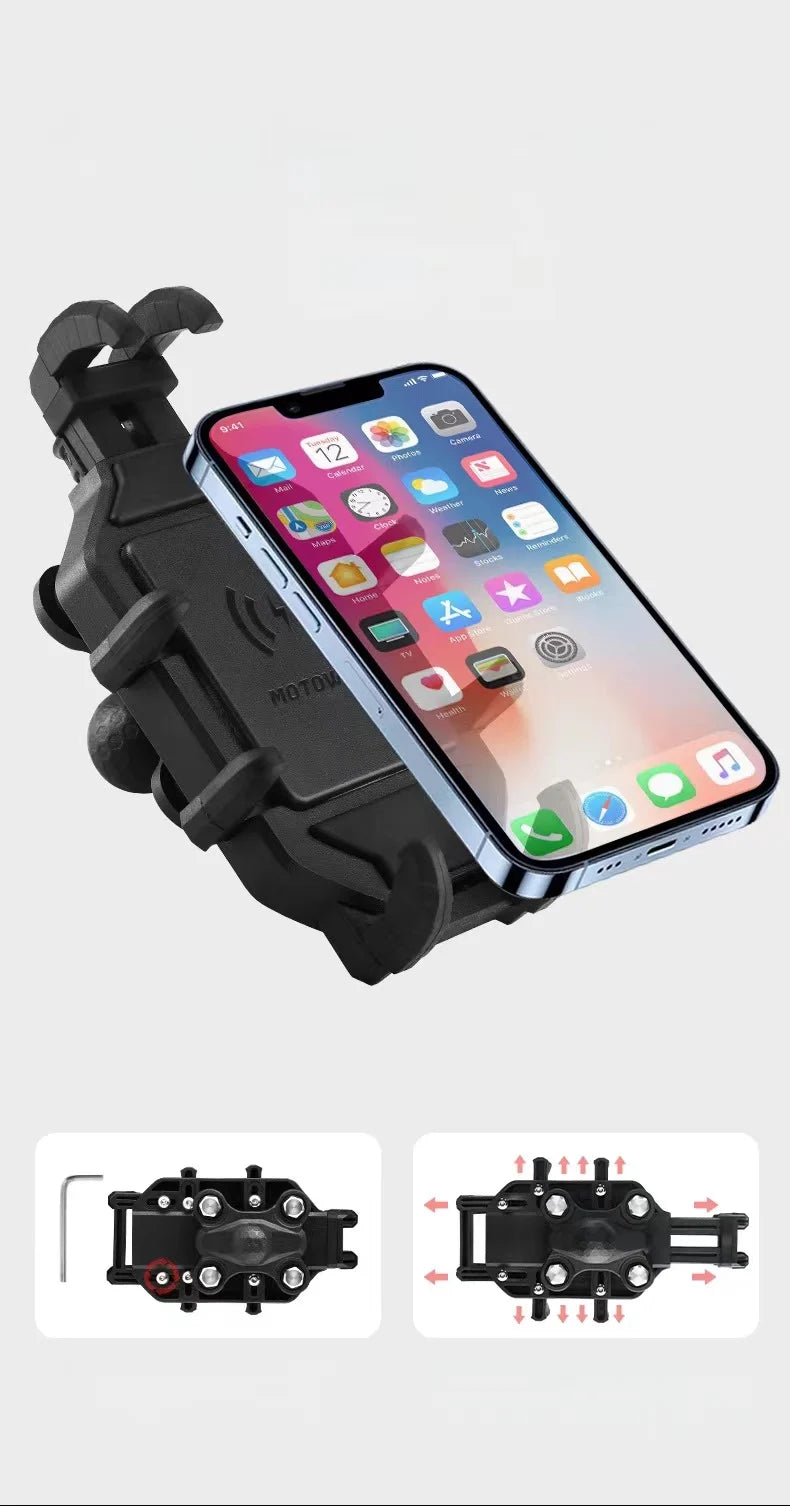 MOTOWOLF Motorcycle Outdoor Shock Absorbing Mobile Phone Holder Eight Claw Fixed Holder Wireless Charging Navigation Holder