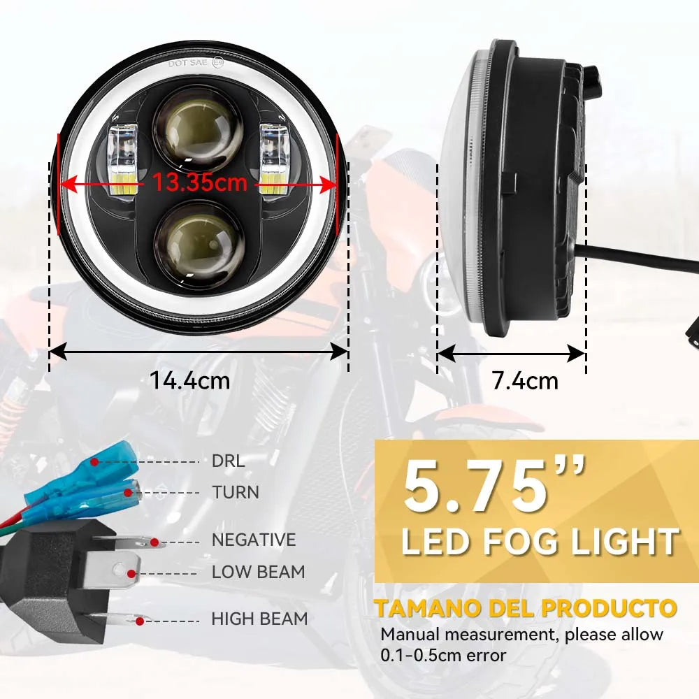 For Harley Indian Scout Honda Universal 5 3/4 Inch 5.75" Led Car Motorcycle Headlight H4 Phare Farol Moto Headlamp Head Light