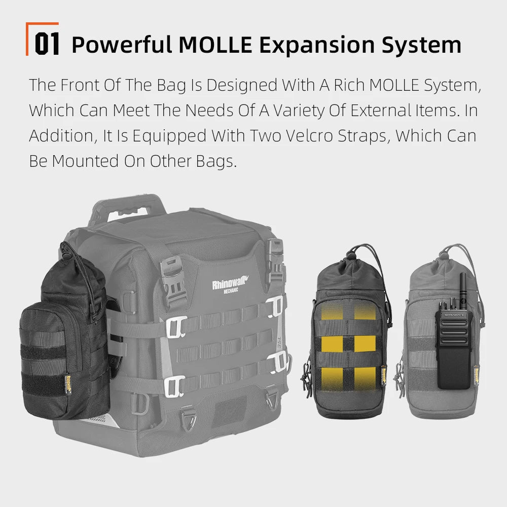 Rhinowalk Motorcycle Bottle Bag Motor Insulated Kettle Bag Quick Release Water Cup Holder With MOLLE System On Motorbike Bag