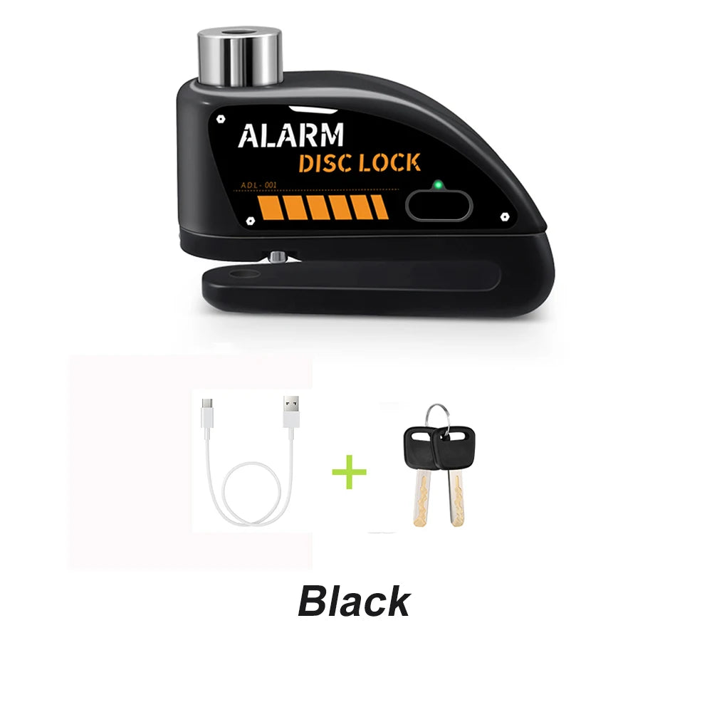 Anchtek Motorcycle Rechargeable Disc Lock Alarm 120db Bicycle Anti-theft Padlock Security Protection Bike Motorbike Accessories