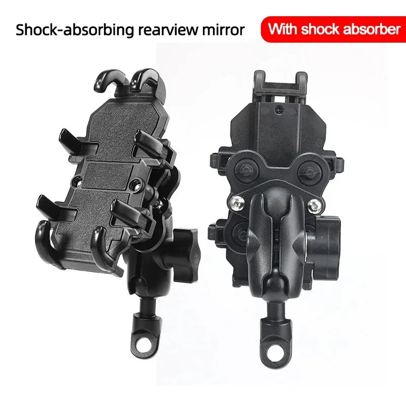 Universal Motorcycle Bike Phone Holder Aluminum Bicycle Riding Handlebar Clamp Rearview Mirror Navigation Bracket GPS Shockproof