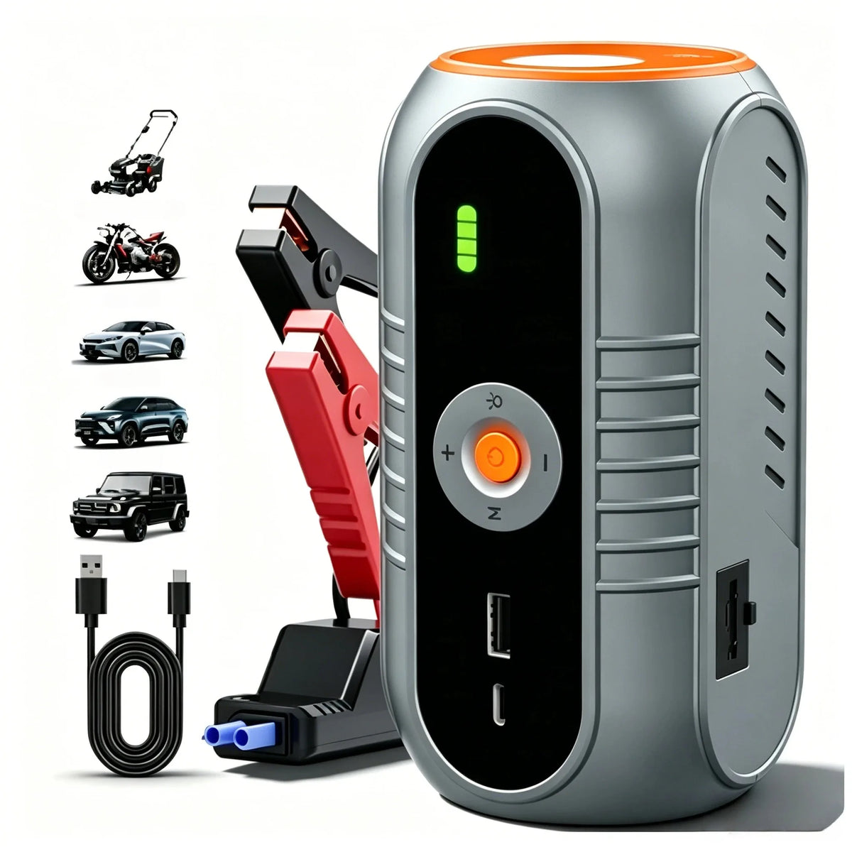 PAIVIROKU Car Jump Starter Air Compressor with Power Bank Portable Electric Pump Battery Booster 12V Jump Box with Flashlight