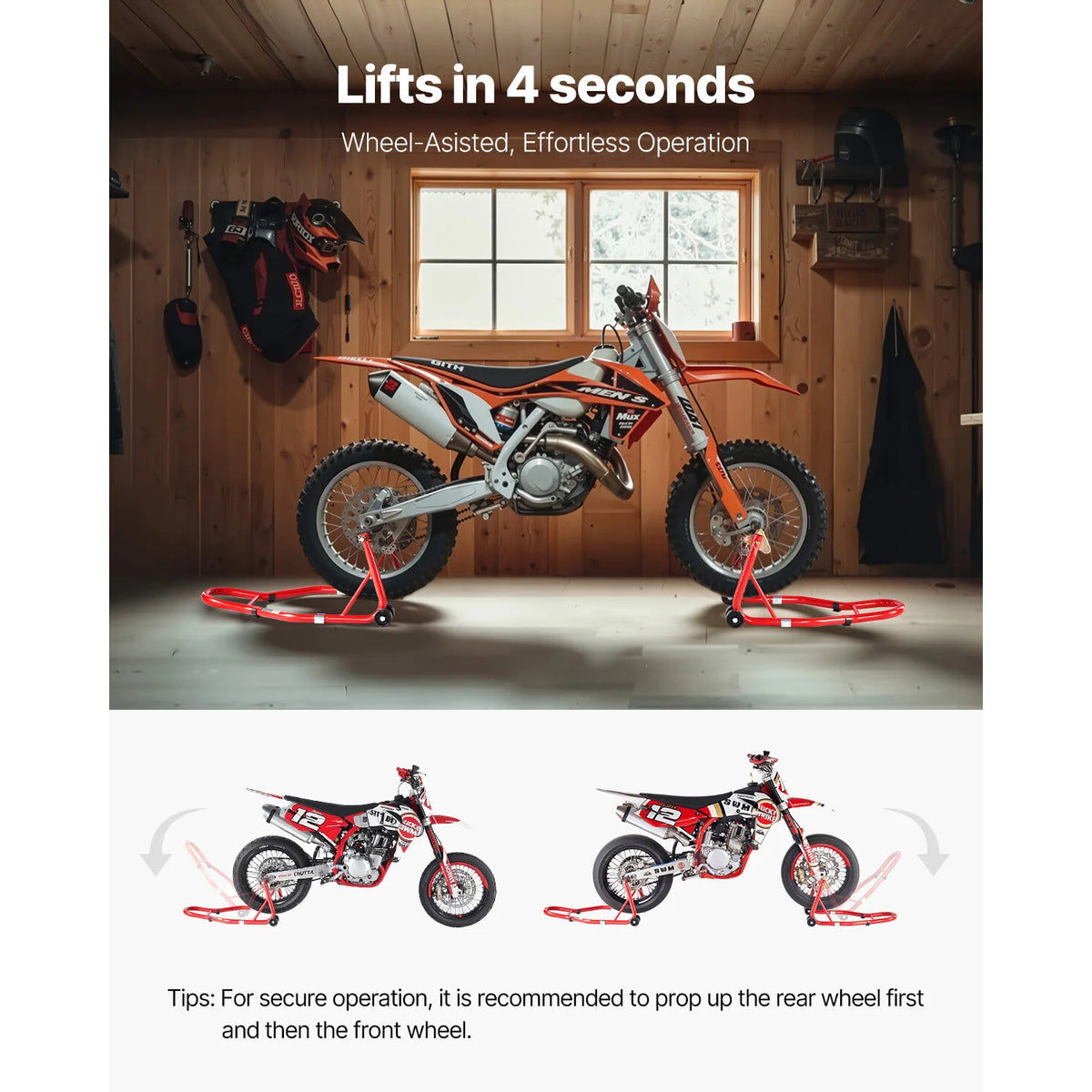 SucceBuy Motorcycle Stand Lift 850lbs Front Rear Combo Stand Lift Front Wheel Dual-Fork Stand Rear U+L Fork Swingarm Spool Stand