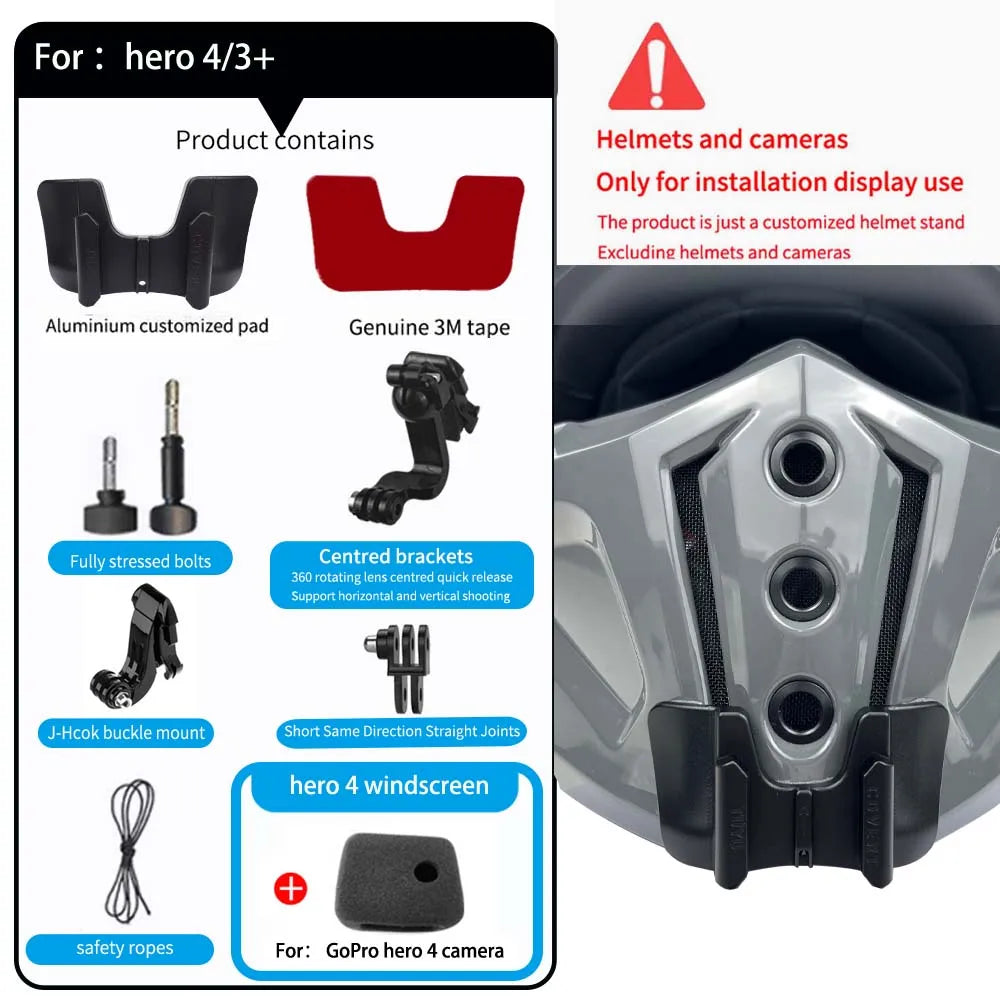 TUYU SCORPION EXO-Covert X Helmet Custom Aluminium Chin Mount for GoPro Hero12 11 10 9 8 Insta360 X4 X3 X2 One Rs DJI 3 4 Camera