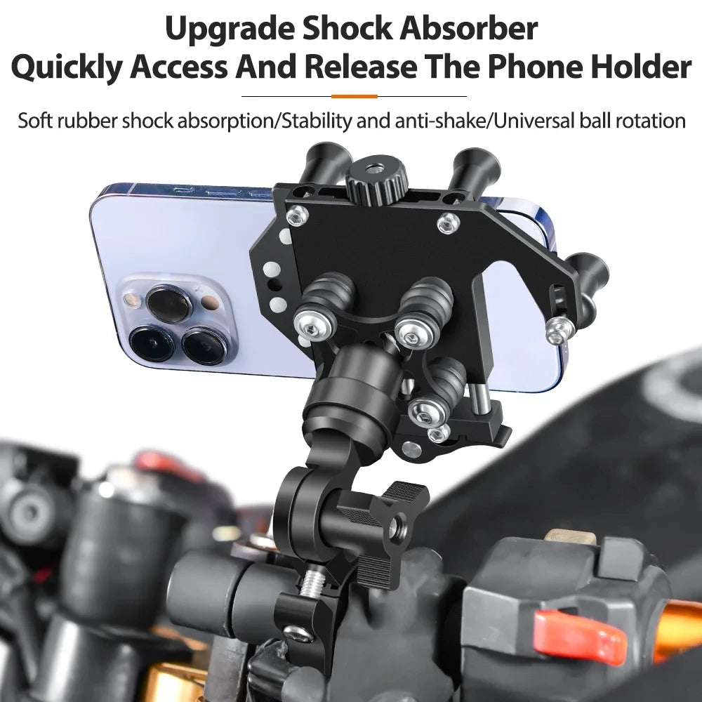Metal Alloy Motorcycle Mobile Stand High Quality With Shock Absorber Bike Motorcycle Cell Phone Holder Motos Navigation Bracket