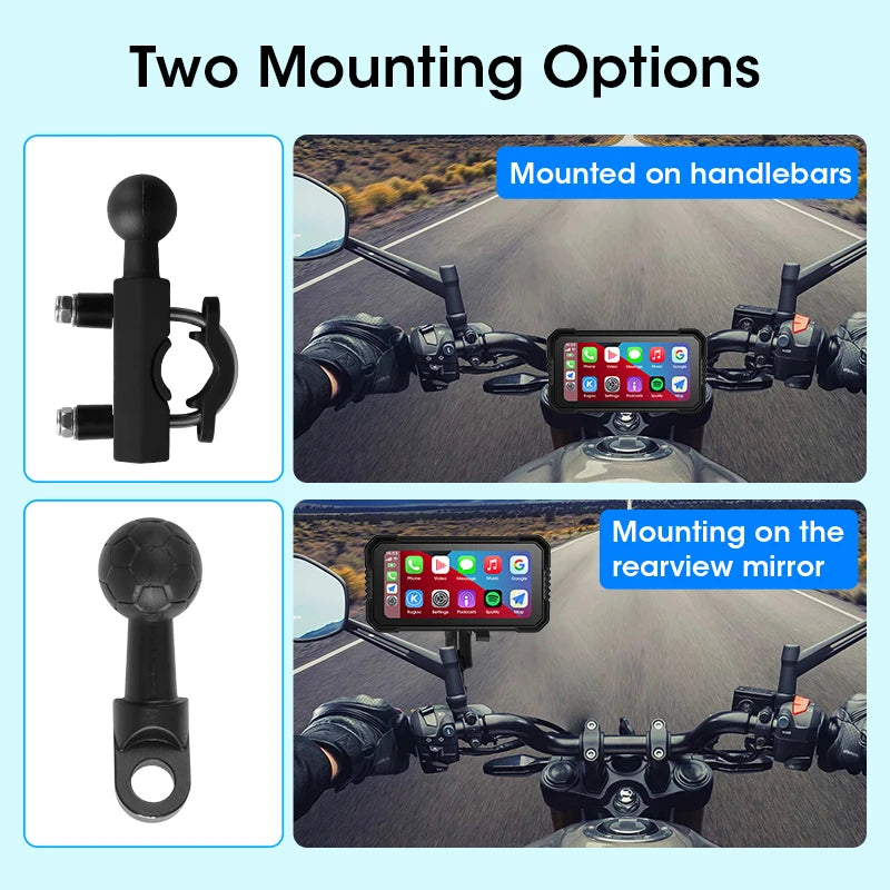 Jansite Portable 6.25" Motorcycle GPS Navigation Wireless Carplay Android Auto DVR Drive Recorder Moto Monitor IPX7 Waterproof