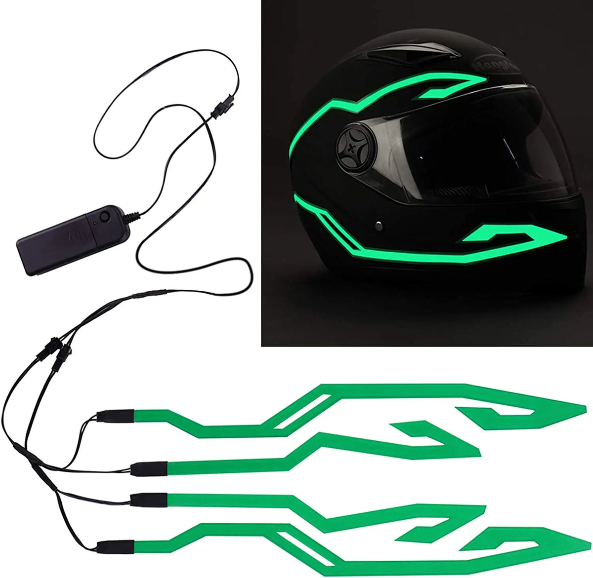 Motorcycle Helmet Light Night Riding Signal Helmet 4 in 1 EL Light 3 Mode Led Helmet Light Strip Decoration Accessories Kit
