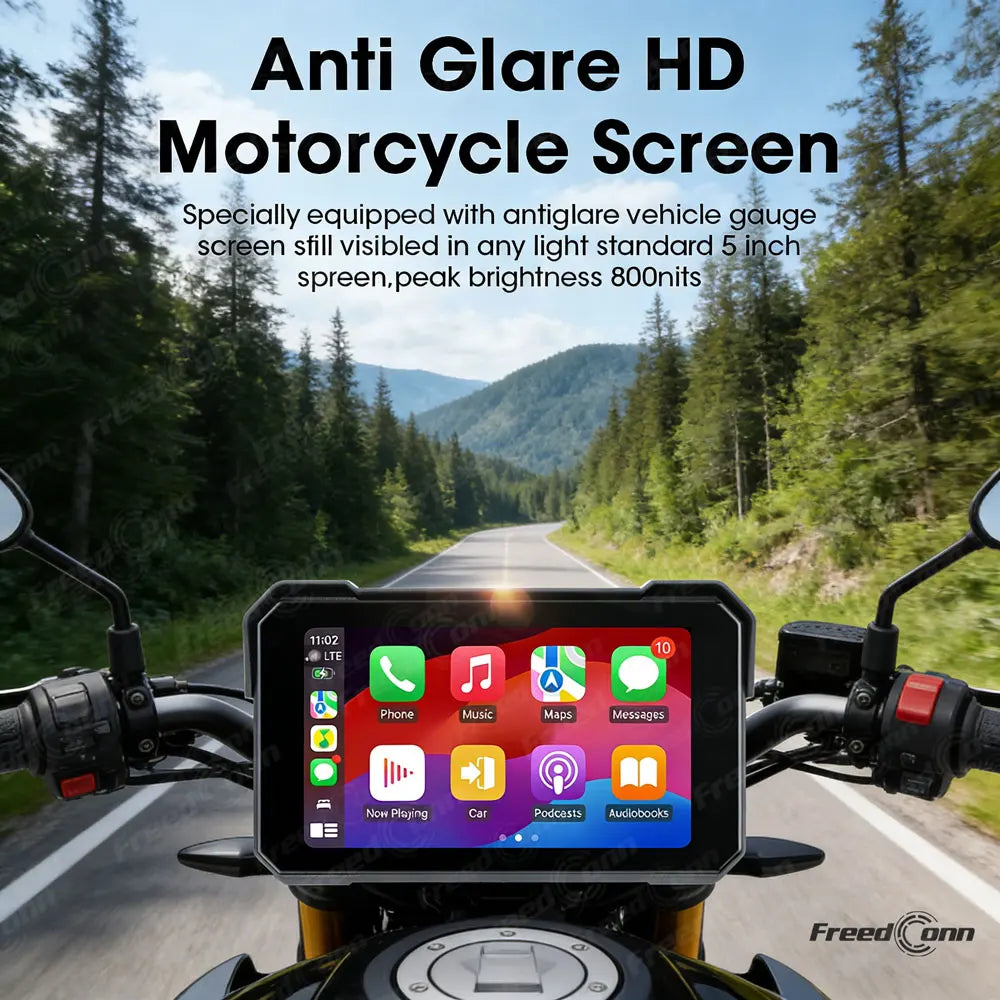 Freedconn Motorcycle Navigation Carplay Android Auto Moto Display Screen Portable Motobike Digital Dashboard Waterproof Monitor