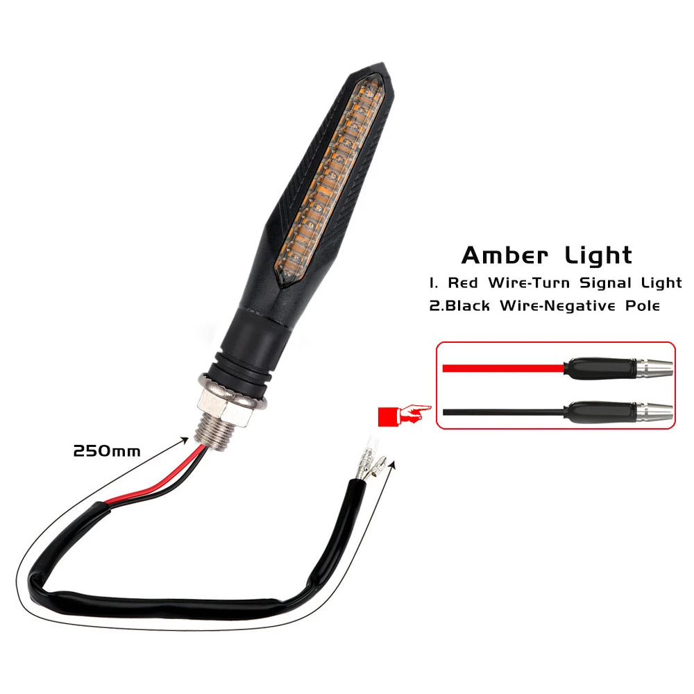 2PCS 12V Motorcycle LED Turn Signals Light 12LED Tail Flasher Flowing Water Blinker IP68 Motorcycle Flashing Lights