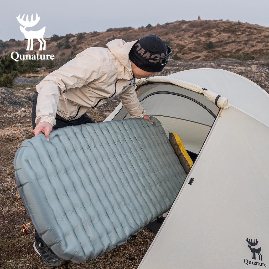 Qunature 3Pcs/set Outdoor Camping Inflatable Mattress Sleeping Bed Hiking Picnic Beach Mats Pillow Inflatable Pump  Air Cushion