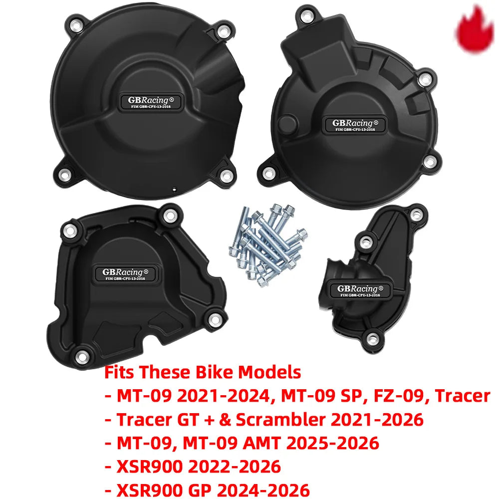 V2 For YZF-R9 & MT-09 ATM 2025-2026, MT-09/SP, FZ-09, Tracer/GT + & Scrambler 2021-2026 Secondary Engine Cover Set