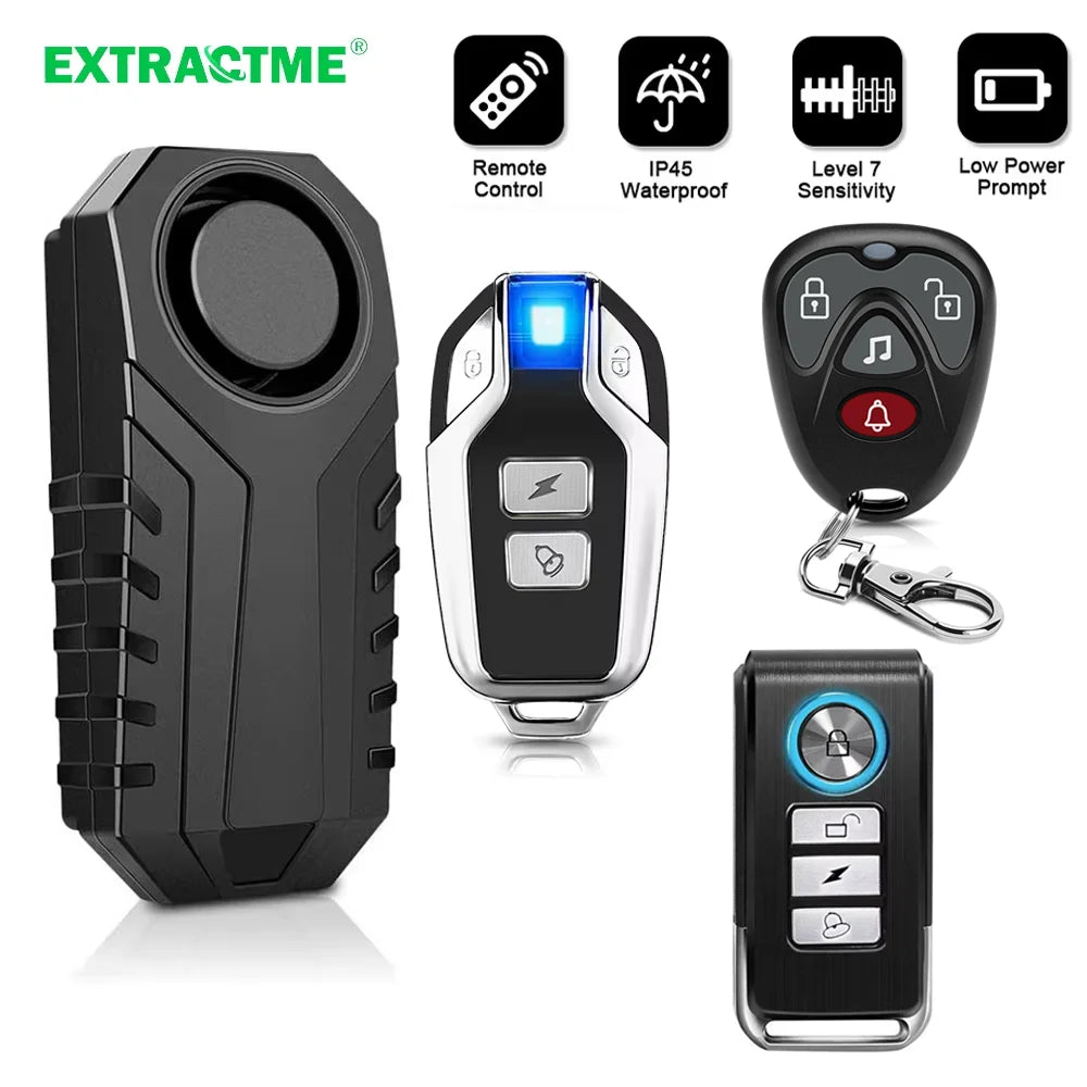 Wireless Motorcycle Bike Vibration Alarm IP55 Waterproof Bicycle Alarm Remote Control Anti-theft Motobike Detector Alarm System