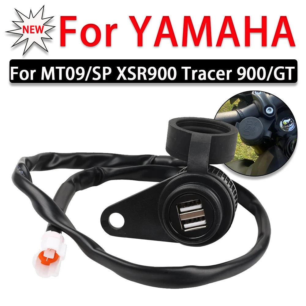 For YAMAHA MT09 SP FZ09 XSR900 Tracer 900 9 GT 900GT New Motorcycle Dual USB Socket Fast Charging Phone Ipad Charge Electronics