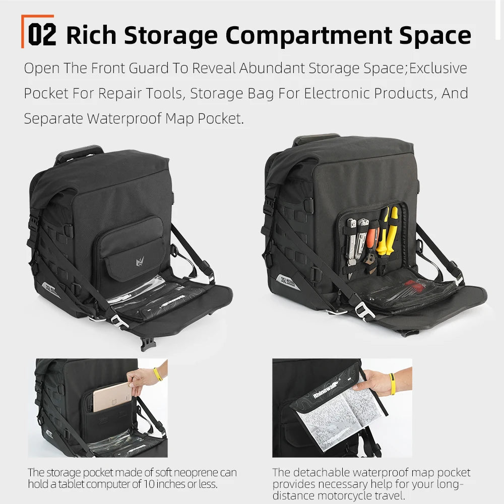 Rhinowalk Motorcycle Side Bag 20/35L Quick-Release Motorcycle Saddle Bag With Anti-Theft Lock Waterproof Inner Bag For BMW