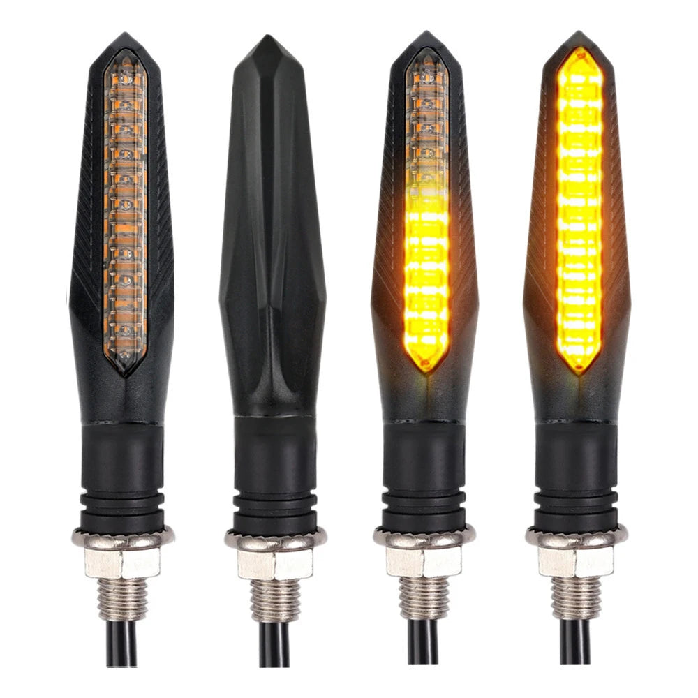 2PCS 12V Motorcycle LED Turn Signals Light 12LED Tail Flasher Flowing Water Blinker IP68 Motorcycle Flashing Lights