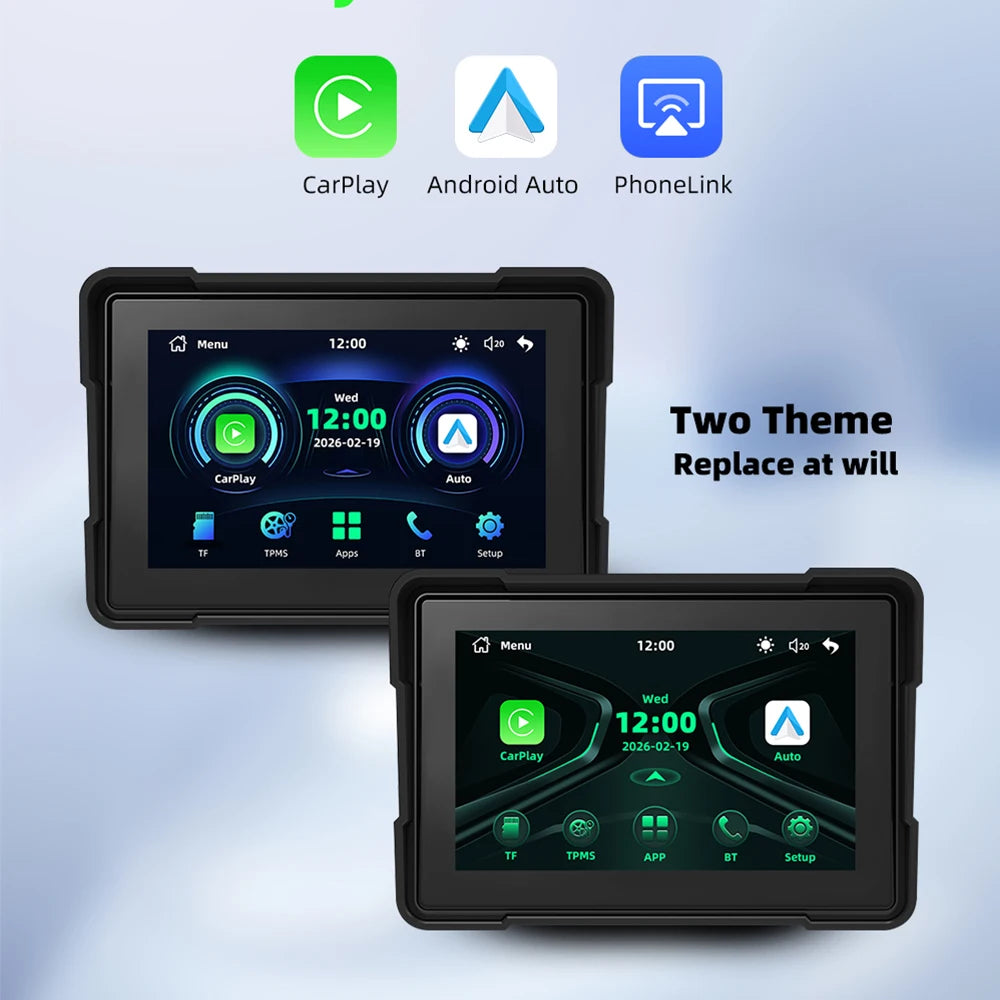 EKIY 5.0 inch Wireless CarPlay Moto Android Auto Portable Digital Motorcycle Dashboard GPS Navigation Display Screen Monitor