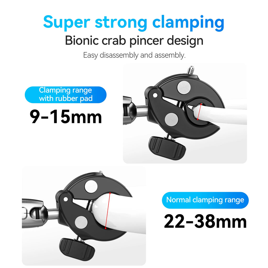 TELESIN Motorcycle Bike Monopod Bicycle Handlebar Panoramic Mount Invisible Selfie Stick Bracket for GoPro Hero DJI Insta360