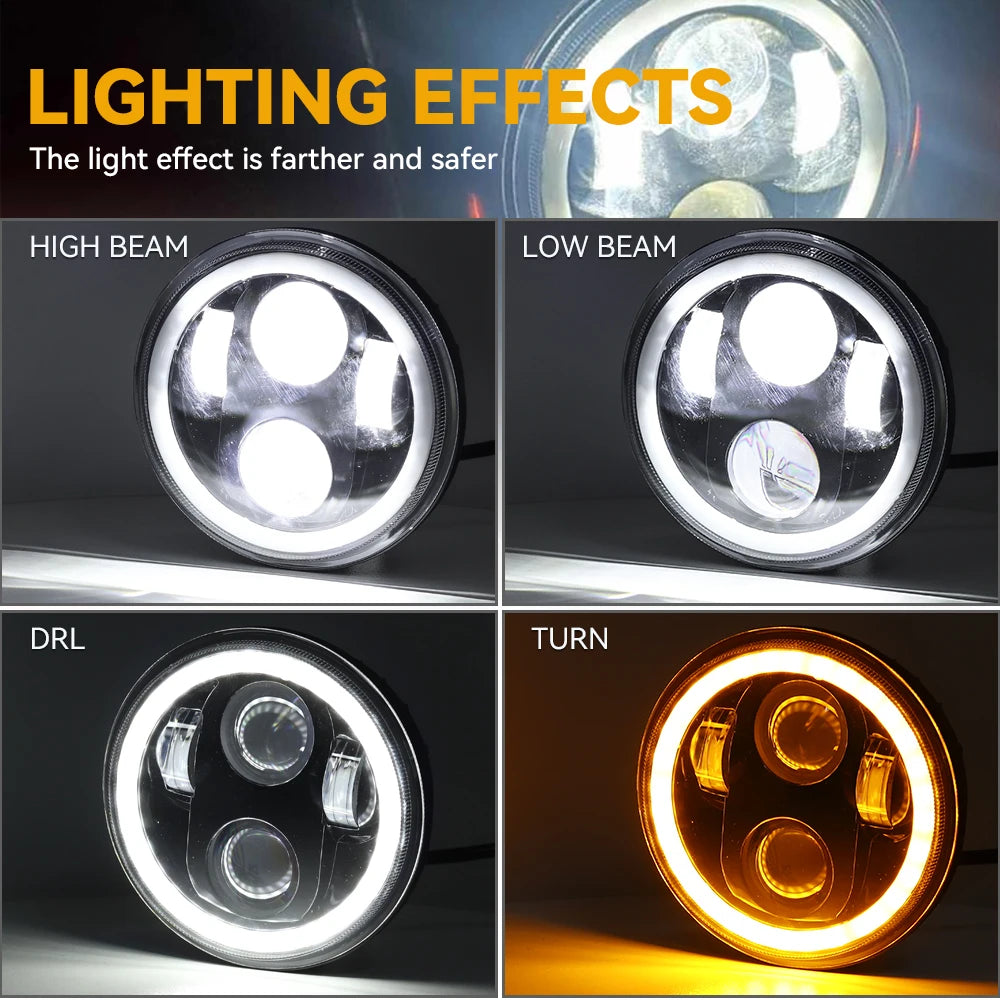 For Harley Indian Scout Honda Universal 5 3/4 Inch 5.75" Led Car Motorcycle Headlight H4 Phare Farol Moto Headlamp Head Light