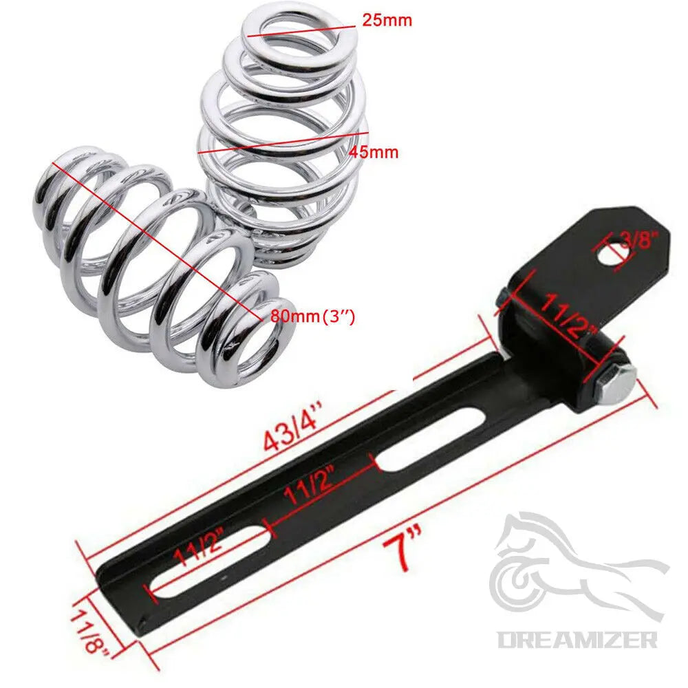 1 SET Motorcycle Retro Leather Solo Seat 3" Spring Bracket For Harley Custom Chopper Sportster Bobber Honda Yamaha Kawasaki