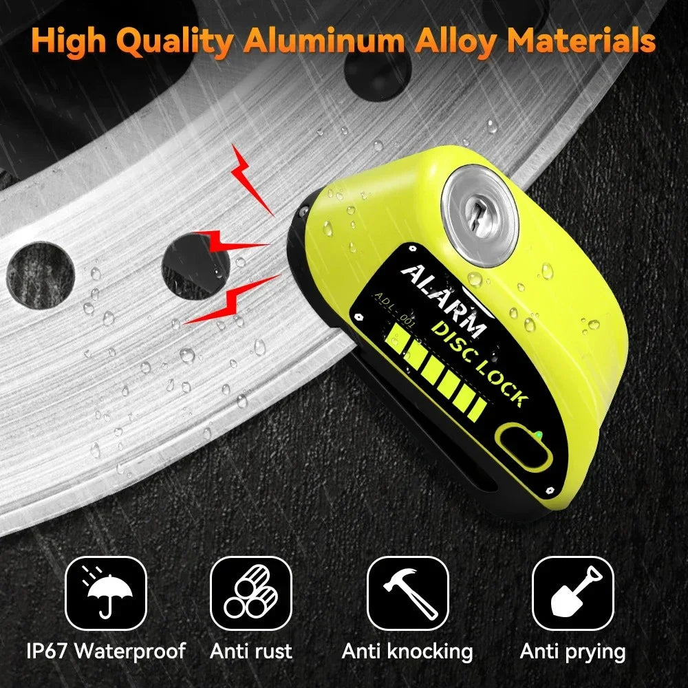 Anchtek Motorcycle Rechargeable Disc Lock Alarm 120db Bicycle Anti-theft Padlock Security Protection Bike Motorbike Accessories