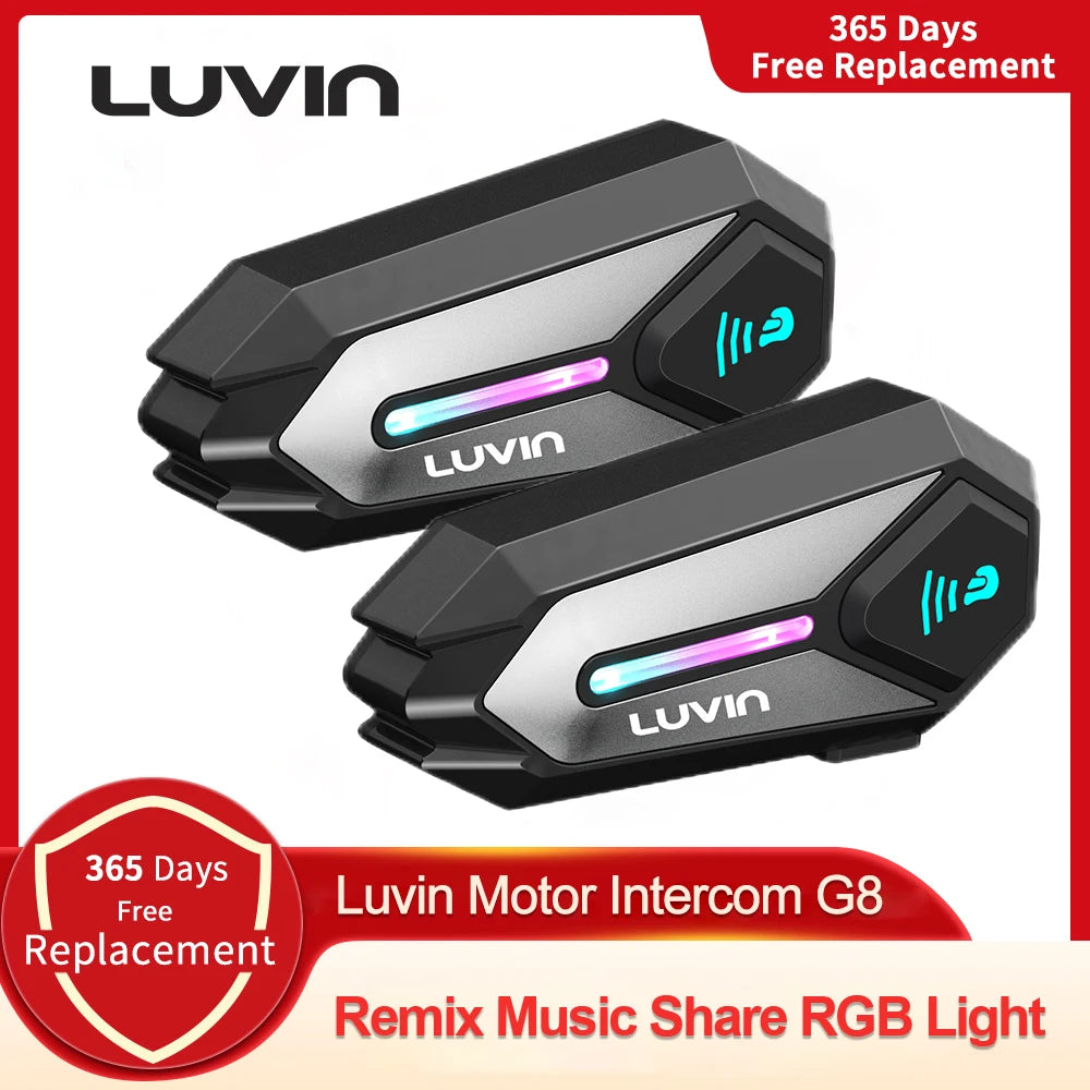 Luvin G8 Motorcycle Intercom Helmet Headset Bluetooth Headphones Waterproof Music Player Speaker 300M freedconn for Motorcycle