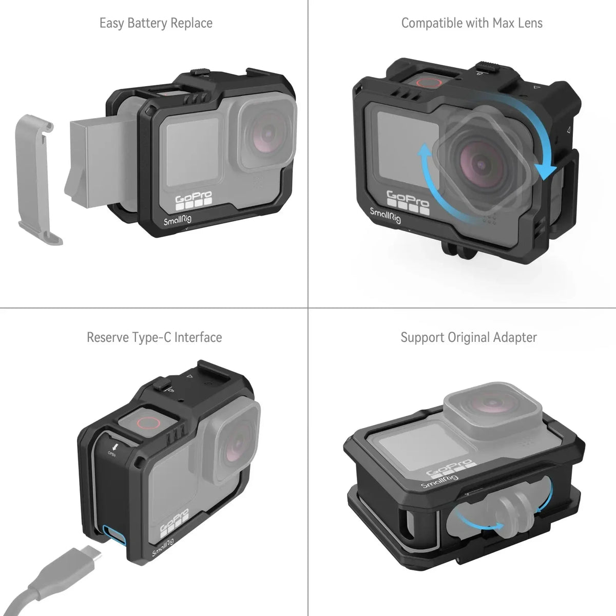 SmallRig Full Cage Action Camera Protection Frame for GoPro Hero 13 / 12 /11 / 10 / 9 Black 3083C