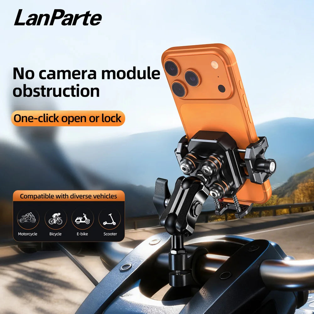 Anti-Theft Motorcycle Phone Mount Holder with Vibration Dampener & High-Speed Secure Lock,Handlebar Cellphone Cradle for Bicycle