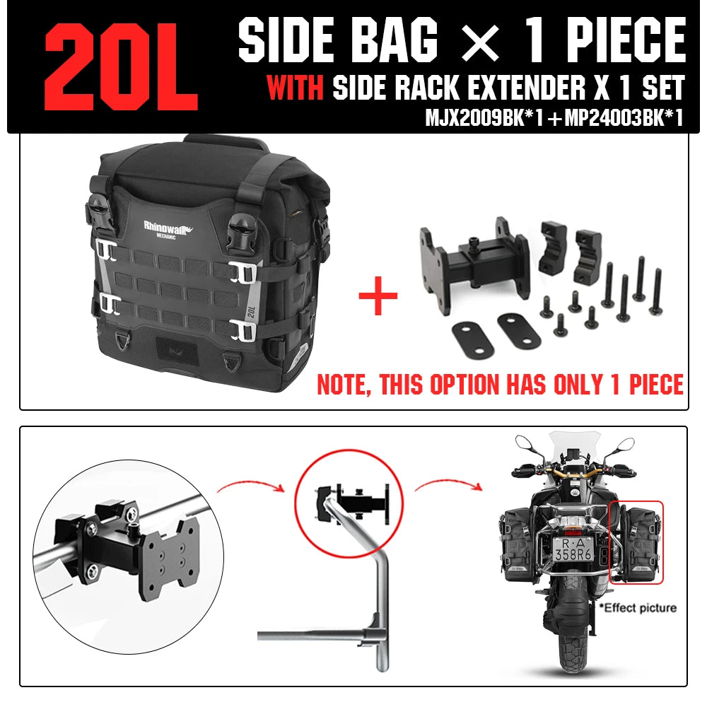 Rhinowalk Motorcycle Side Bag 20/35L Quick-Release Motorcycle Saddle Bag With Anti-Theft Lock Waterproof Inner Bag For BMW