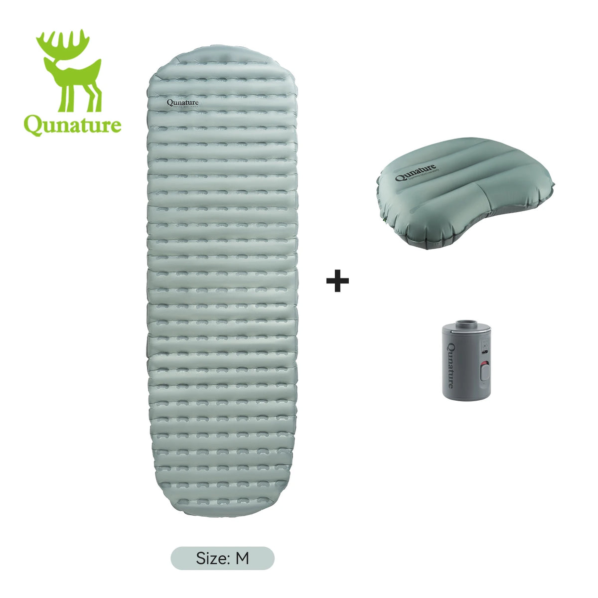 Qunature 3Pcs/set Outdoor Camping Inflatable Mattress Sleeping Bed Hiking Picnic Beach Mats Pillow Inflatable Pump  Air Cushion