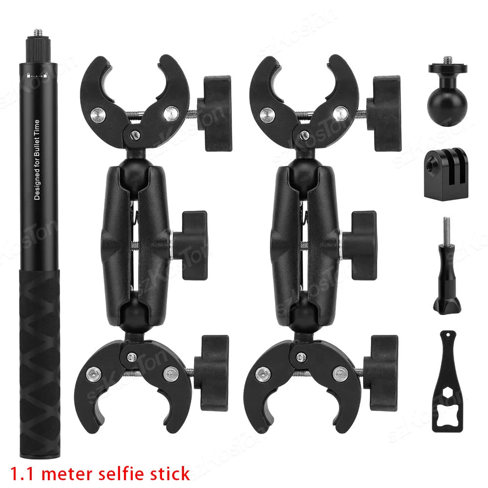 For Insta360 X3 X4 Motorcycle Bicycle Panoramic Selfie Stick Monopod Mount Handlebar Bracket For GoPro 13 12 11 10 DJI Accessory