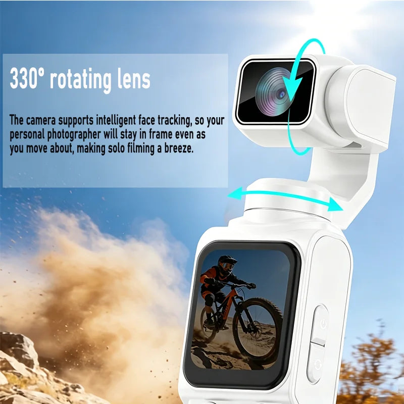 4K Wifi Action Camera 330° Auto-rotate Len Pocket Camera 1.72" Touchscreen Zoom Sport Cam Portable Vlog Video Recorder Cycling