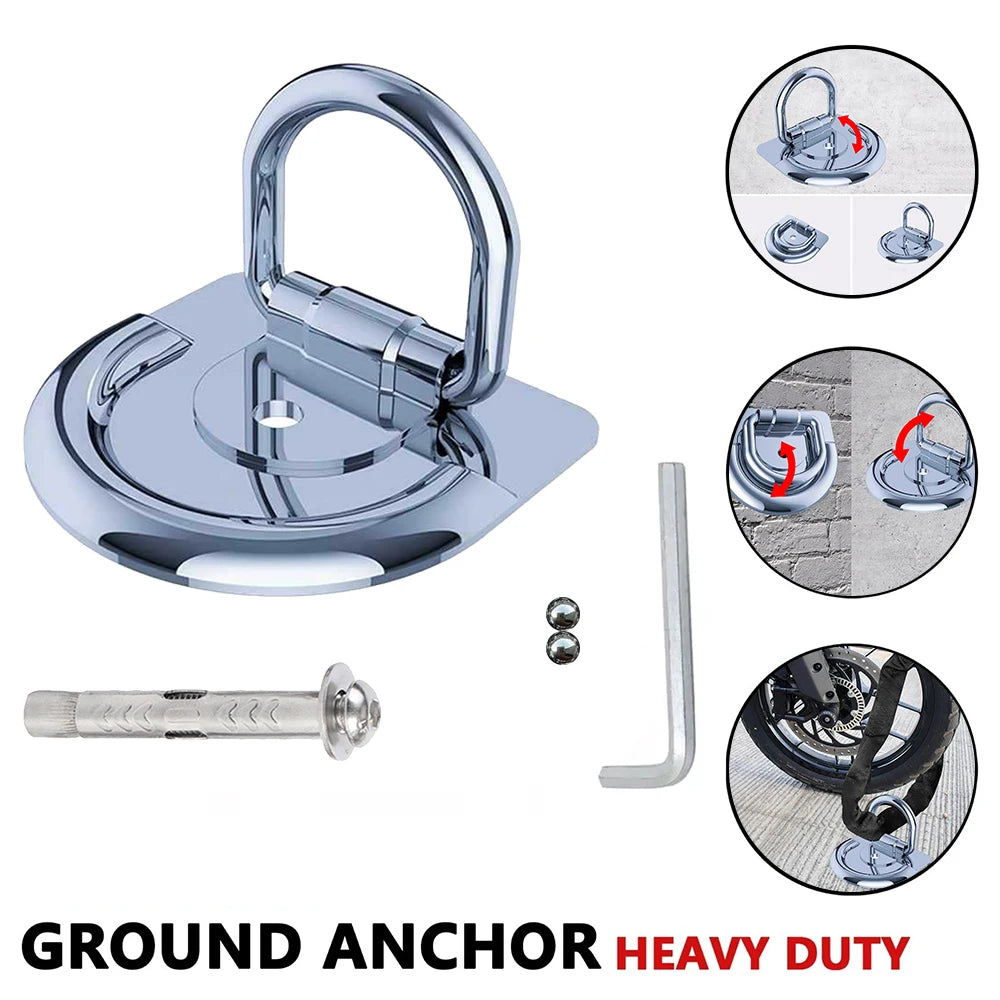 1kits oldable Steel Ring Motorcycle Security Anchor with Expansion Bolts for Garage Trailer Scooter Bicycle Parking Lock