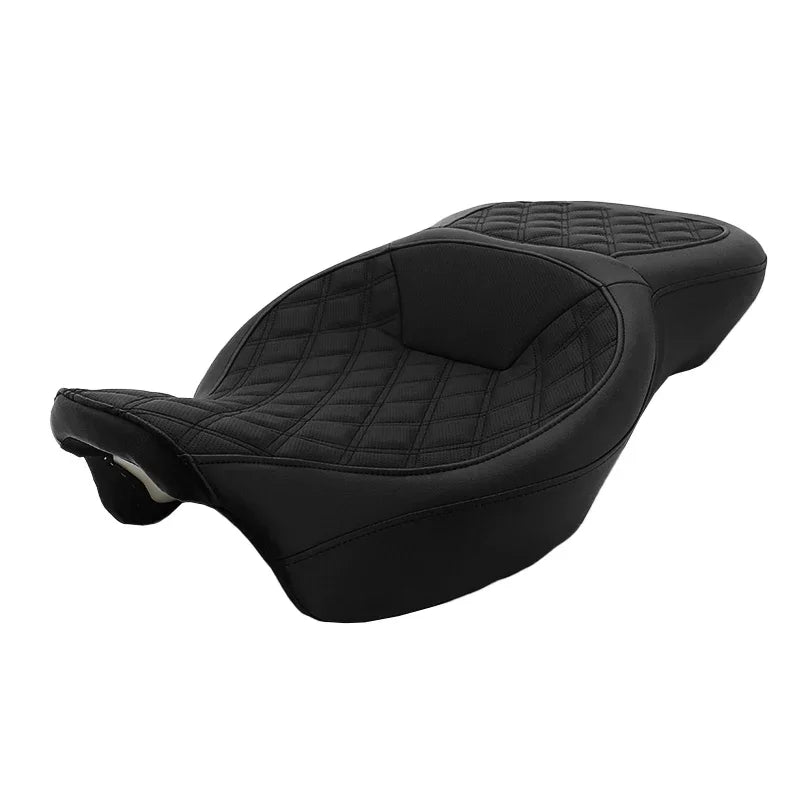Motorcycle Driver Passenger Seat PU Leather Two-Up Low Profile For Harley Touring CVO Street Glide Road King Special 2009-2022