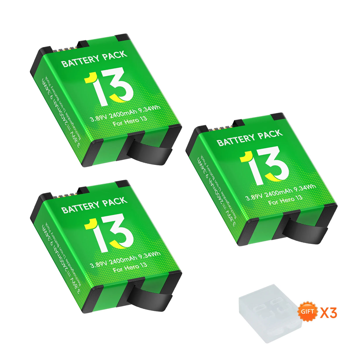 PALO 2400mAh For GoPro Hero 13 Camera Battery + 3 Slots Storage Box Charger For GoPro Mission 1 Series Sport Camera Accessories