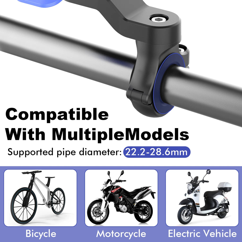 Motorcycle Phone Mount, Anti-Shake Bike Cell Phone Holder with Vibration Dampener, Quick Release Attach/Detach